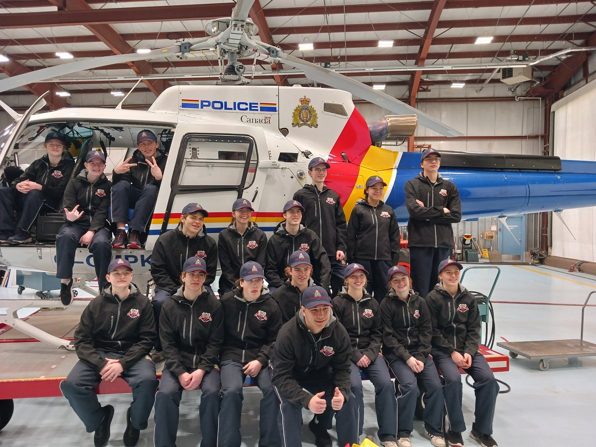 sd57stac's tweet photo. RCMP Youth Academy visited the hangar today. Air 3 was a hit! Thanks to Special Constable Karrer for the tour! https://t.co/d7XfPX33Zp