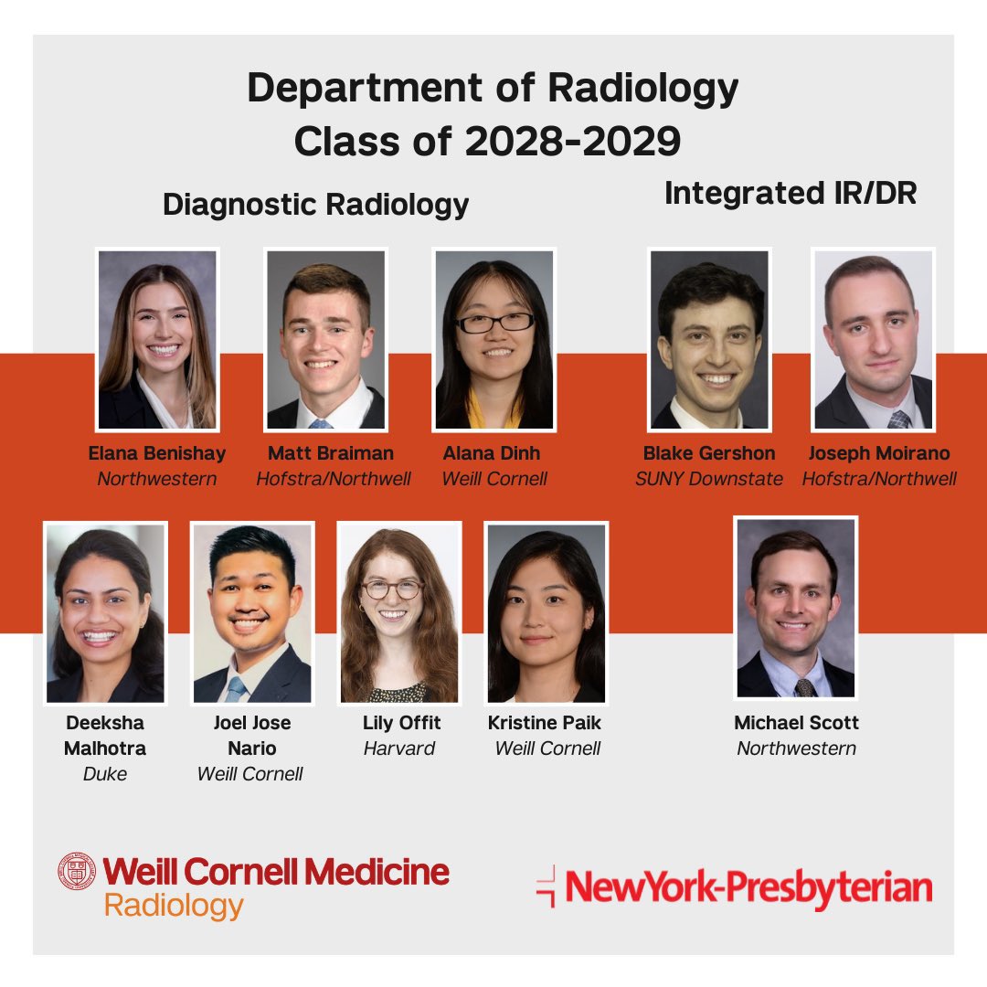 Weill Cornell Medicine's Radiology Residents (@wcmradres) on Twitter photo Congratulations to our new resident class!! We are excited to have you!! 🎉 <a href="/WeillCornell_IR/">Weill Cornell Medicine Interventional Radiology</a> #Match2023 Congratulations to our new resident class!! We are excited to have you!! 🎉 <a href="/WeillCornell_IR/">Weill Cornell Medicine Interventional Radiology</a> #Match2023