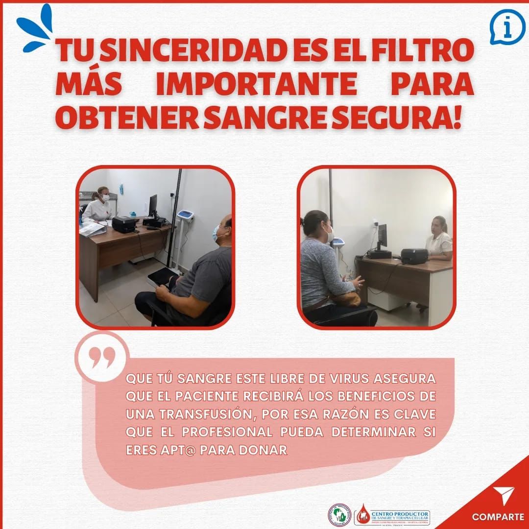 📌🩸 Sabías que...👇

✍️🩸Es de suma importancia responder al interrogatorio del donante con veracidad, esto ayuda a obtener sangre segura para los pacientes!

Donar sangre es un acto de generosidad y de responsabilidad! 

#donasangredonavida 
#seamosresponsables