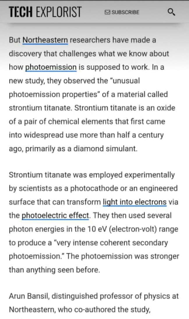 Hansrajvats's tweet photo. Photoelectric effect is gonna change, what so ever, it's the same for which Einstein got Noble prize, but just yesterday we gotta know that whole theorey is somewhat wrong. 
SOURCE - TECH EXPLORIST
#photoelectriceffect #Einstein https://t.co/UzyQ2W4bkq