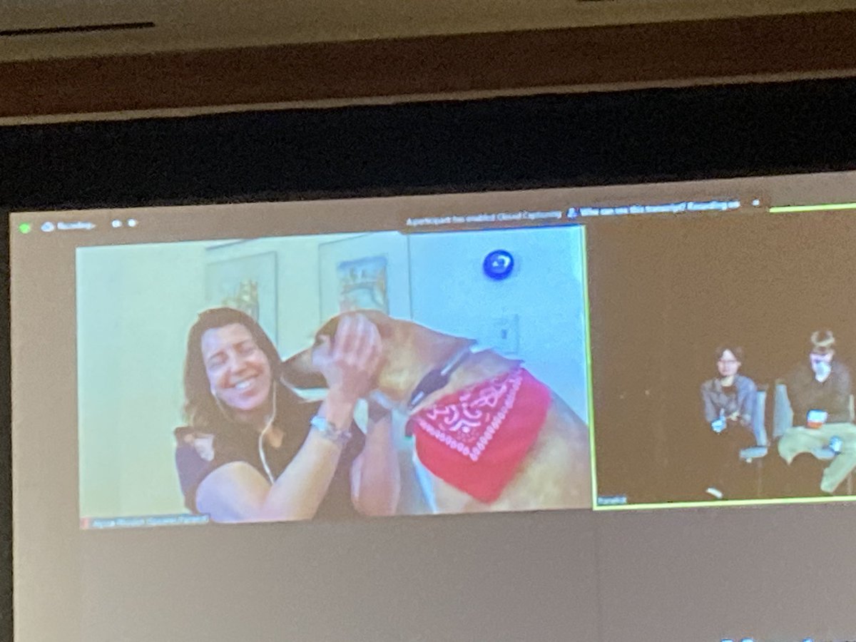 szizygy's tweet photo. Surprise guest appearance of @aRhoDynamics’s dog at the last #LPSC2023 icy moon q&amp;a session https://t.co/HBQCBfRSZr