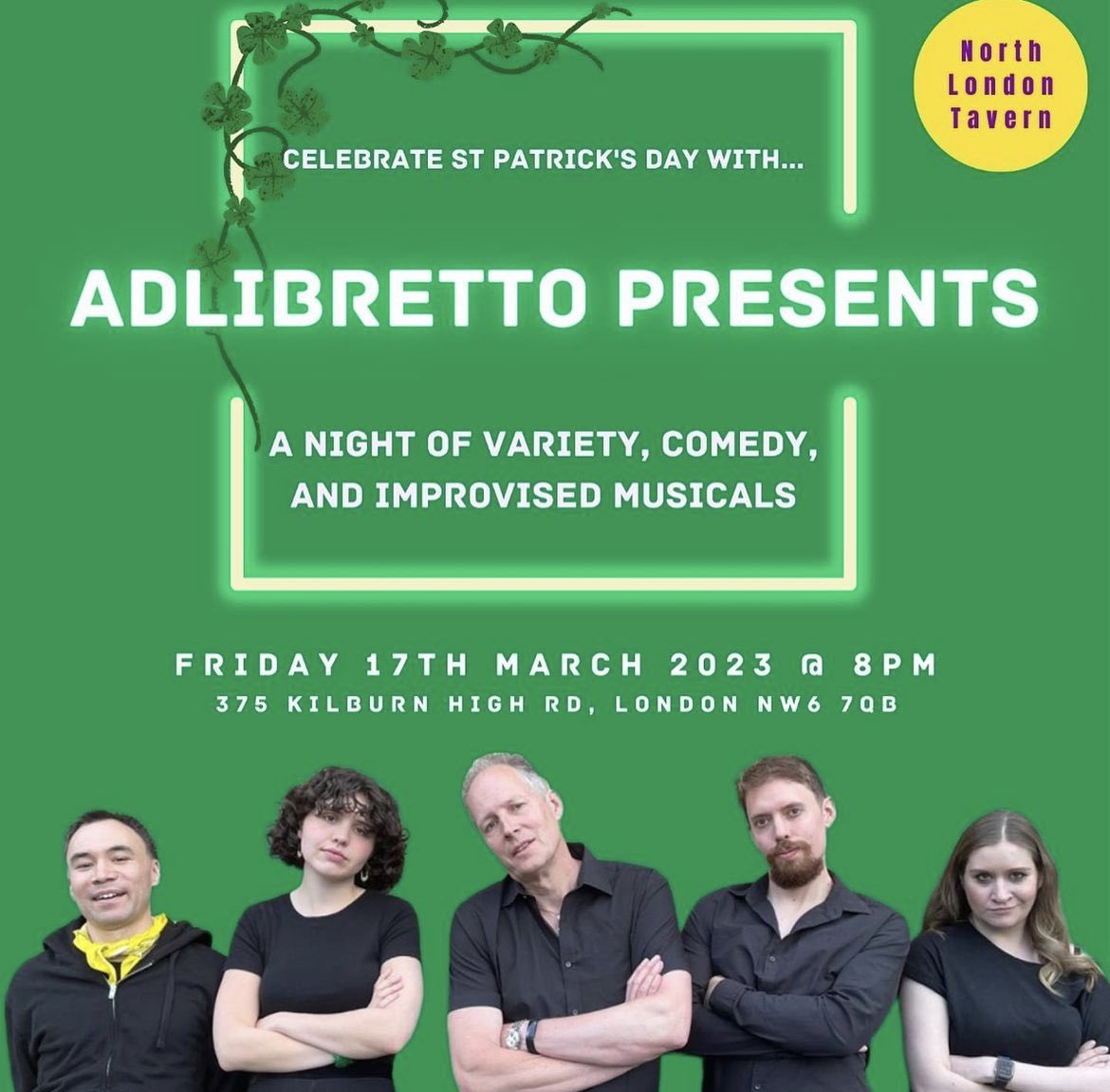 Come see Kerfuffle support <a href="/AdLibretto/">AdLibretto</a> @phylidasings and Unbound Sketchbook tonight at the North London Tavern.  We have a few tickets left for the show, and are offering a 20% discount if you use the Promo Code “Shamrock” eventbrite.co.uk/e/adlibretto-p…