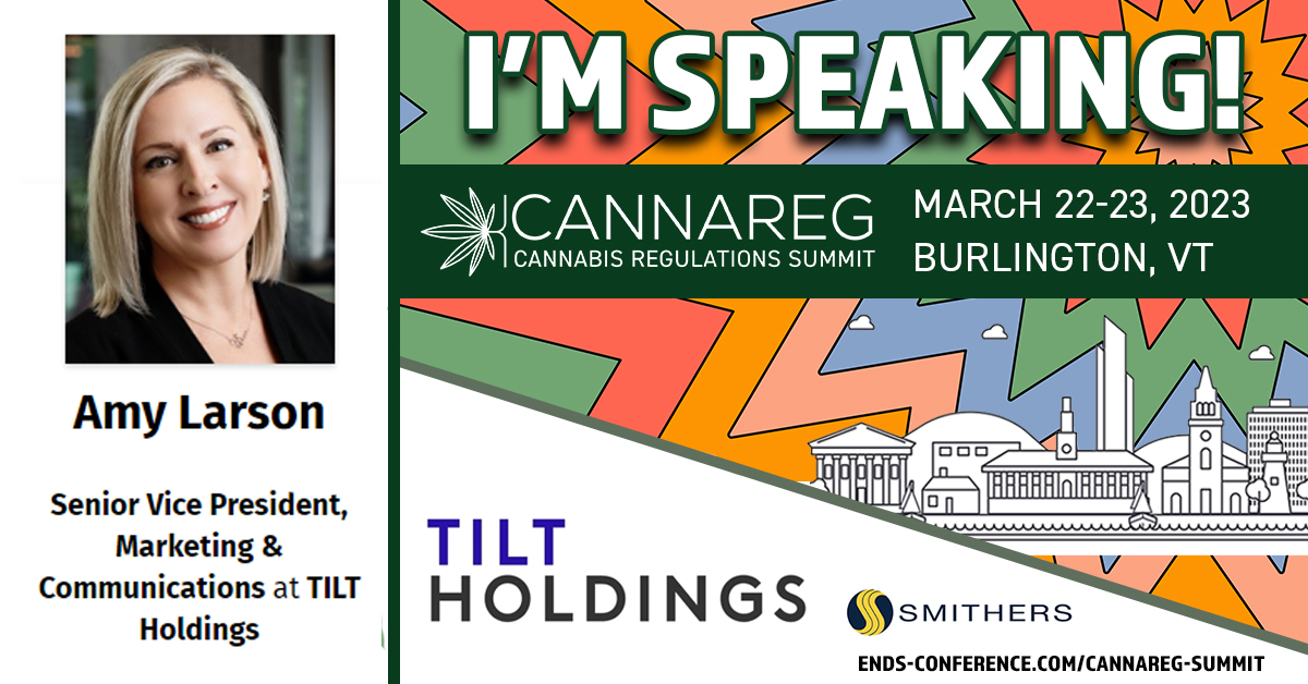 TILT_Holdings's tweet photo. TILT’s very own @amylarson_co, SVP of Marketing &amp; Communications, is speaking at #CannaReg Summit in Vermont. Amy will be speaking on enhancing the consumer experience through product and packaging. Her industry expertise is sure to help educate the audience! 

$TILT $TLLTF https://t.co/fOeOJR4OYk