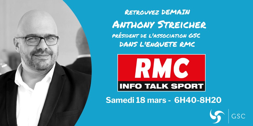 Association GSC (@associationgsc) on Twitter photo 🎙️Retrouvez <a href="/AStreicher_/">Anthony Streicher</a>, président de l'<a href="/AssociationGSC/">Association GSC</a>, demain, samedi 18 mars, à 6h40 et 8h20 dans l'émission "L'enquête RMC" de <a href="/RMCInfo/">RMC</a>
Anthony Streicher analysera les chiffres de l'Observatoire de l'Emploi des Entrepreneurs <a href="/AltaresDB/">Altares Dun & Bradstreet</a> <a href="/ThierryMillon/">Thierry MILLON</a> <a href="/FredericBarth1/">Frederic Barth</a> 🎙️Retrouvez <a href="/AStreicher_/">Anthony Streicher</a>, président de l'<a href="/AssociationGSC/">Association GSC</a>, demain, samedi 18 mars, à 6h40 et 8h20 dans l'émission "L'enquête RMC" de <a href="/RMCInfo/">RMC</a>
Anthony Streicher analysera les chiffres de l'Observatoire de l'Emploi des Entrepreneurs <a href="/AltaresDB/">Altares Dun & Bradstreet</a> <a href="/ThierryMillon/">Thierry MILLON</a> <a href="/FredericBarth1/">Frederic Barth</a>
