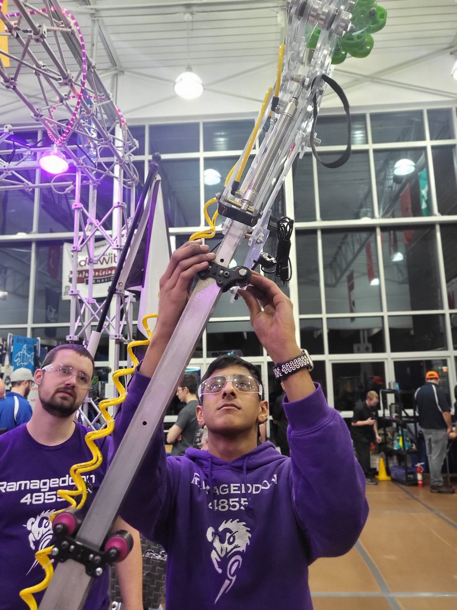 Ramageddon4855's tweet photo. It's day 1 of the Muskegon District Event, and we're charged up! Our Impact and Dean's List interviews went well. Now let's have some fun on the competition field! https://t.co/IOA77ppQzB