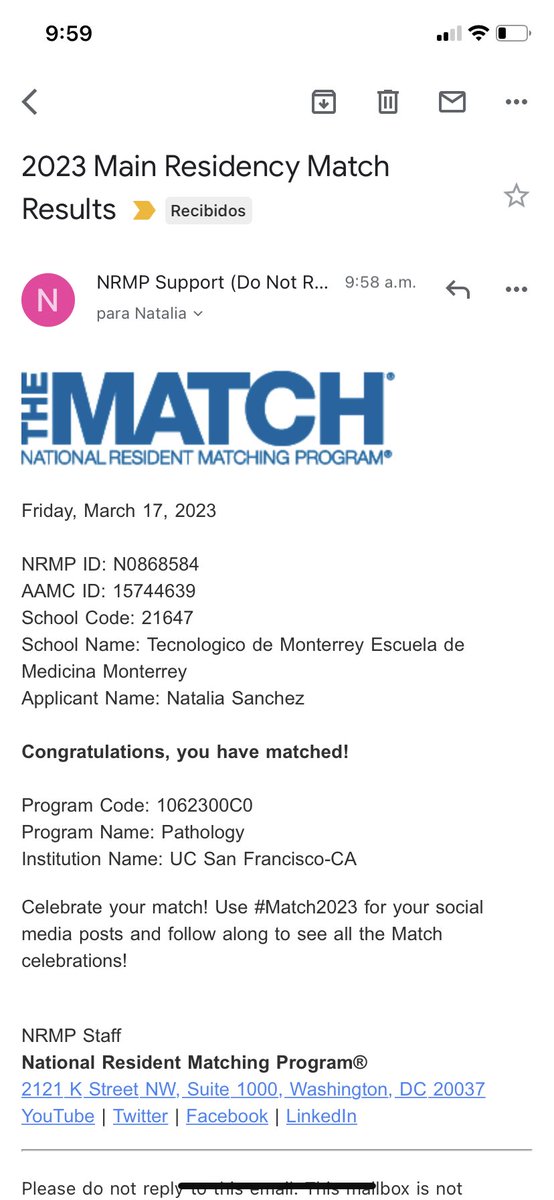 NatSanchezMD's tweet image. I matched @UCSFPath!!! 🥹 So excited to start this new chapter and meeting all my incredible co-residents and future mentors. 🇲🇽🔬🤩 WE DID IT! #Pathmatch2023 #Match2023