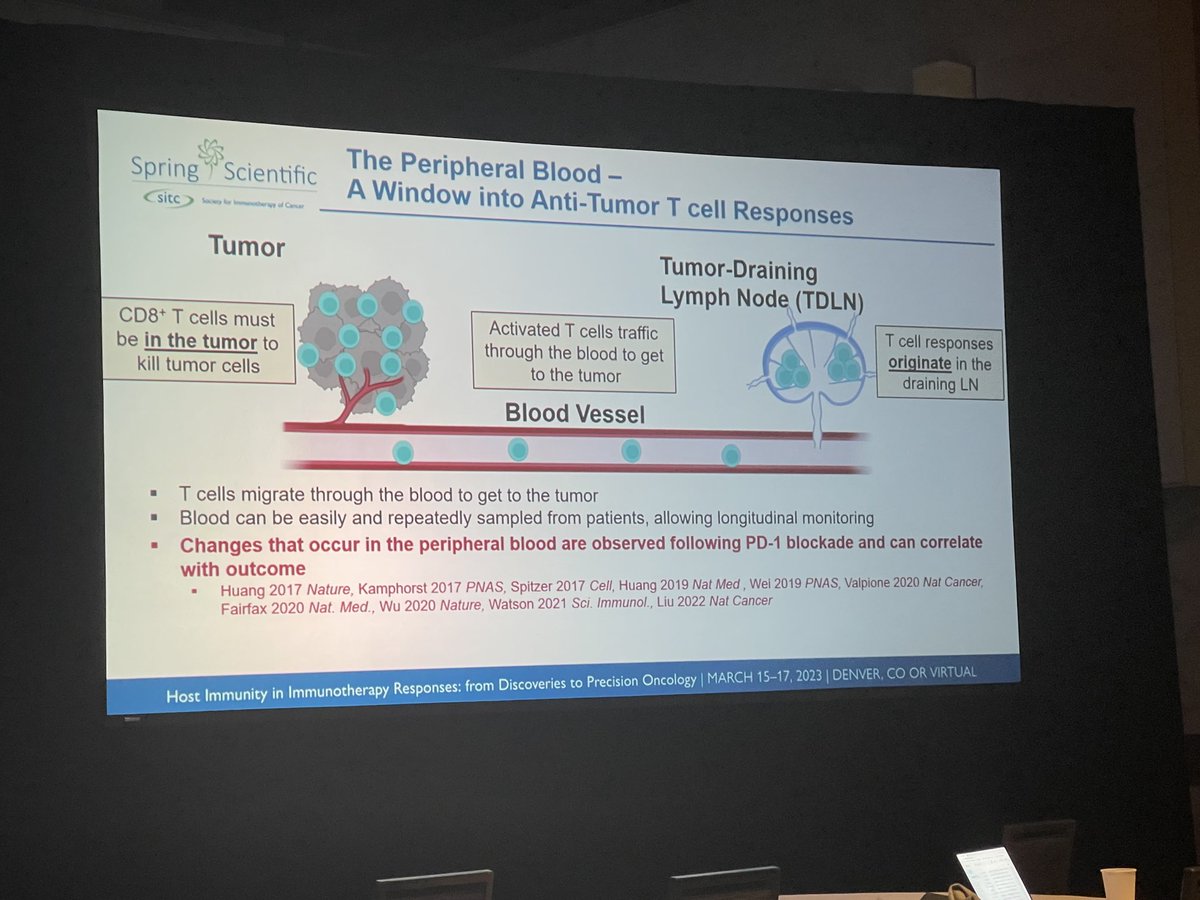 Chrystal_Paulos's tweet photo. Awesome talk by Dr. Kristen Pauken #SprITC @sitcancer! Do not discount the information in the blood of our patients given cancer immunotherapy. New lab @MDAndersonNews! https://t.co/diclH2syH1