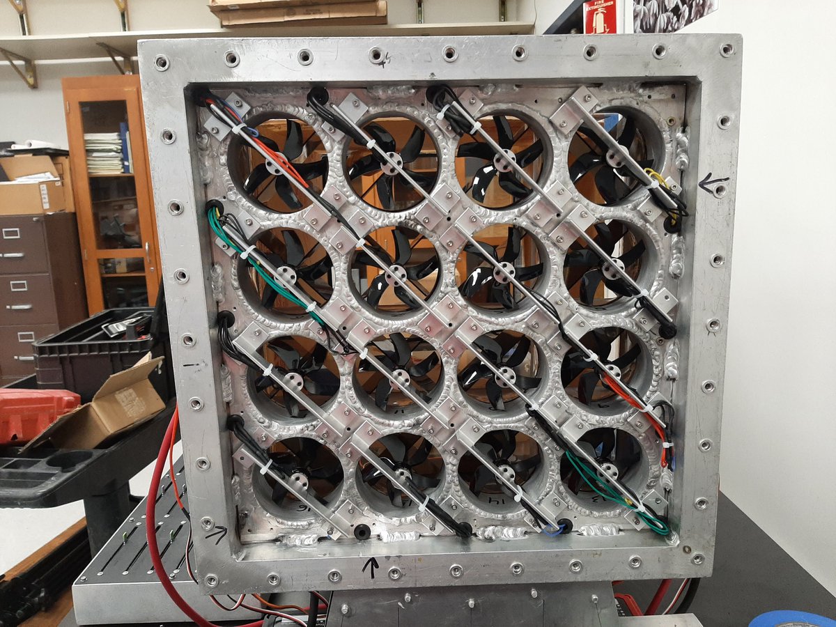 ironvines's tweet photo. #flumefriday A couple of weeks ago I completed a motor refit on this flume I made for Dr. Laura Miller at UA.  A grid of 16 bidirectional fans create shear currents for fluid dynamics experiments studying insect flight.  I designed and build the complete system for Dr Miller. https://t.co/WjMP1rLkD6