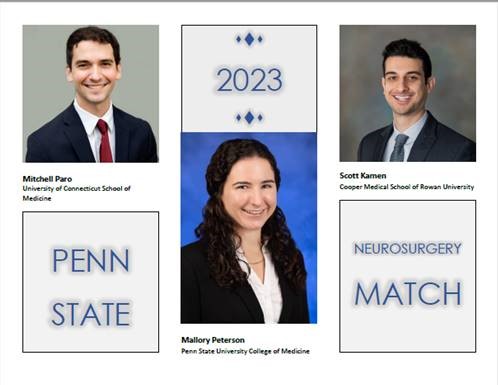 We are thrilled to welcome Drs. Paro, Peterson and Kamen to our #Neurosurgery Residency Program! Congratulations to everyone that Matched!
#Match2023 <a href="/PennStHershey/">Penn State Health</a>