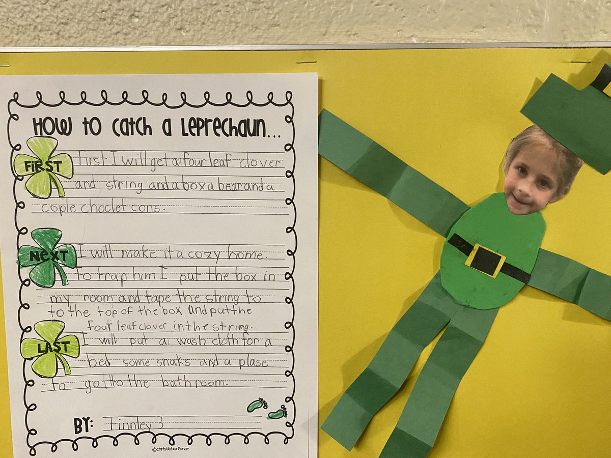 BuckheadPrep's tweet photo. First graders used order and sequence words to explain how they could catch a Leprechaun 🍀.@BuckheadPrep https://t.co/EBeMhujHOZ