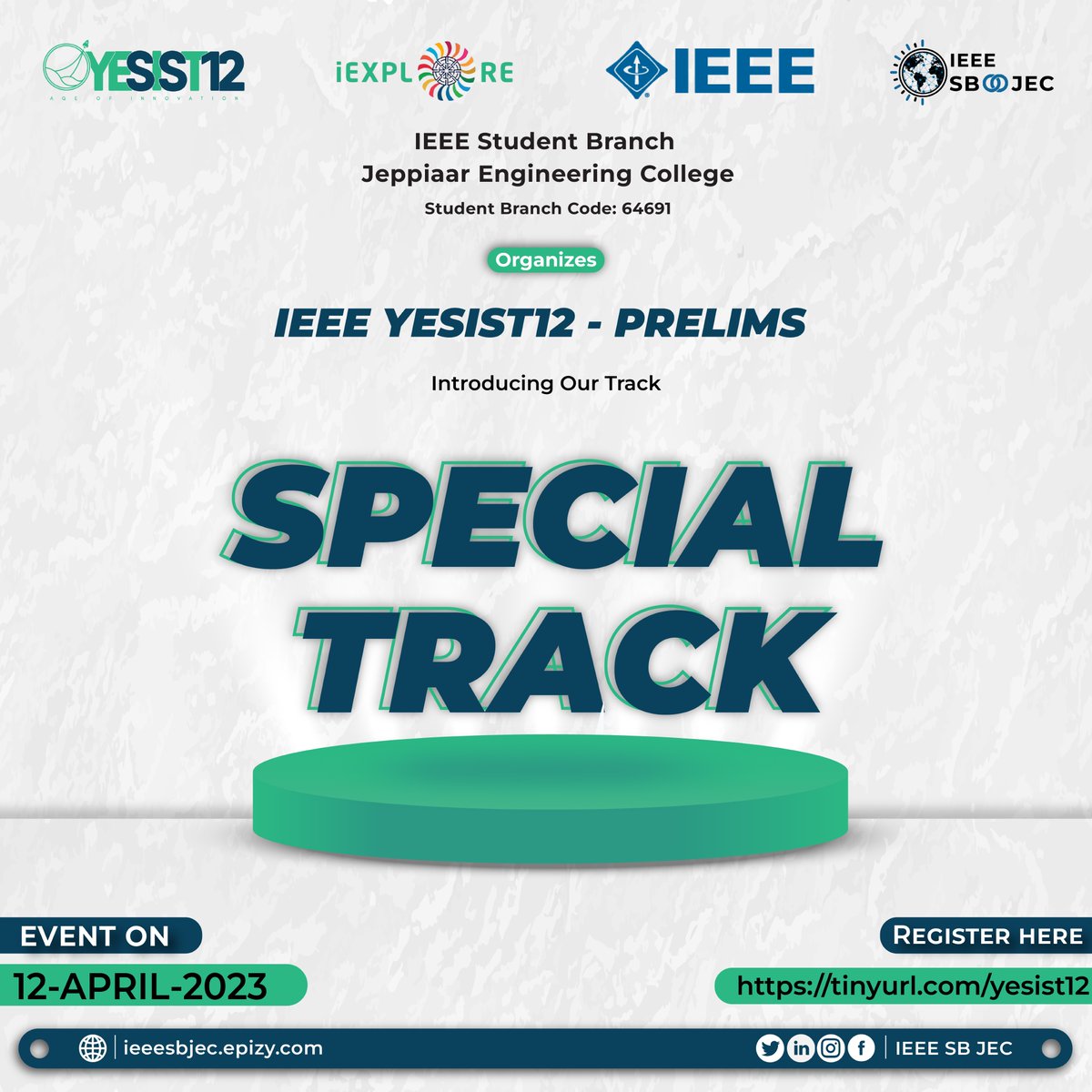 ieeesbjec's tweet photo. Hey Everyone💥

 IEEE Student Branch Jeppiaar Engineering College is glad to be one of the pilots of YESIST'12.
IEEE YESIST12 an International talent Forum for the students and Young Professionals to showcase their innovative ideas to solve humanitarian and social issues. https://t.co/eKLD1ktM5R