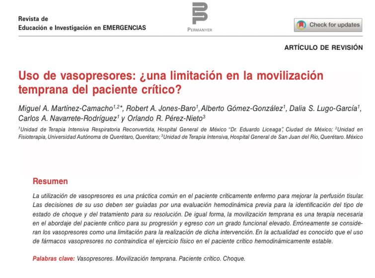 RobJonesBaro's tweet photo. Por fin! Un año de espera pero ya está disponible para su descarga: 
https://t.co/1s96KpYi2z

Vasopresores y su interacción con la rehabilitación en la UCI.
Para que ya no les digan que “tiene nore” y por eso no se puede mover. 

Ojalá sea de su agrado! https://t.co/DVZrTMA55W