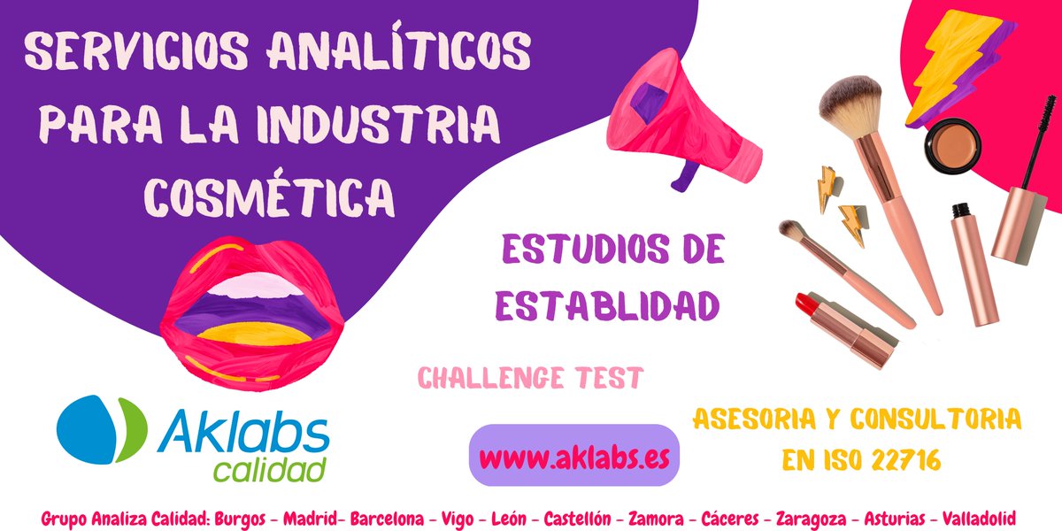 Grupo Analiza Calidad ofrece servicios analíticos para la industria cosmética. Aklabs calidad, ubicado en Castellón, es el laboratorio especializado en cosmética del Grupo. El laboratorio cuenta con certificación ISO 22716 sobre Buenas Prácticas de Fabricación de prod. cosméticos