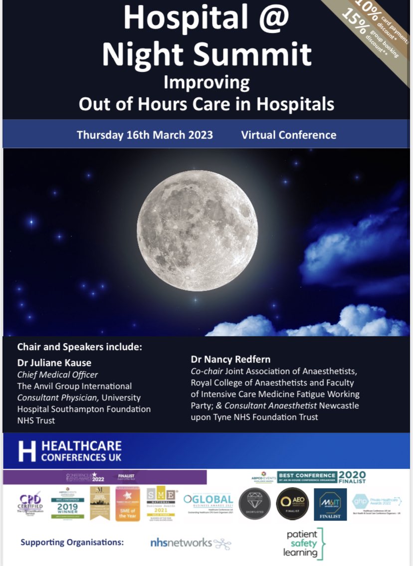 A pleasure to be asked to speak again at the Hospital at Night Summit this week 👍🏻 #hospitalatnight #healthcareconferences #acp