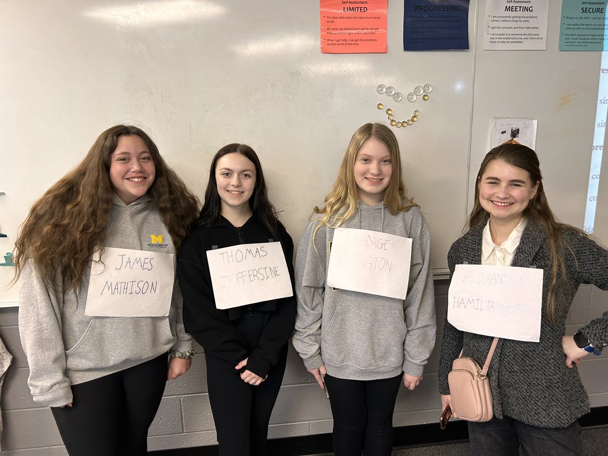 MsReikMath's tweet image. Reflecting on a great week, celebrating Pi! Special shout-out to “James MATHison”, “Thomas JefferSINE”, “George PIington” &amp;amp; “ALGEBrander HamilTANGENT” on their performance. Middle School is my favorite…and so is Pi Day 😍