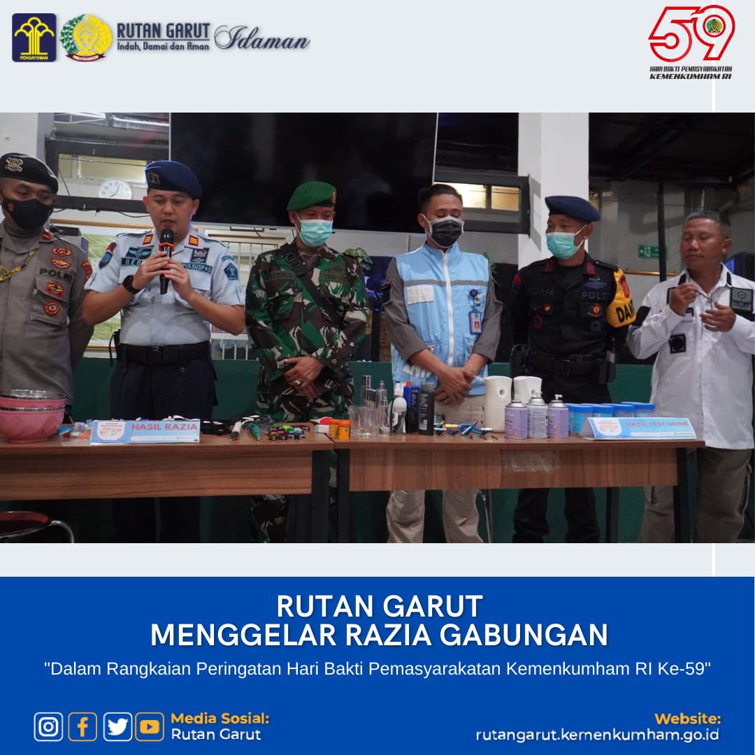 rutan_garut's tweet photo. Rutan Garut Menggelar Razia Gabungan

Kemenkumham Jabar
R. Andika Dwi Prasetya
#KemenkumhamJabar
#RAndikaDwiPrasetya https://t.co/W4ibUFBNX1