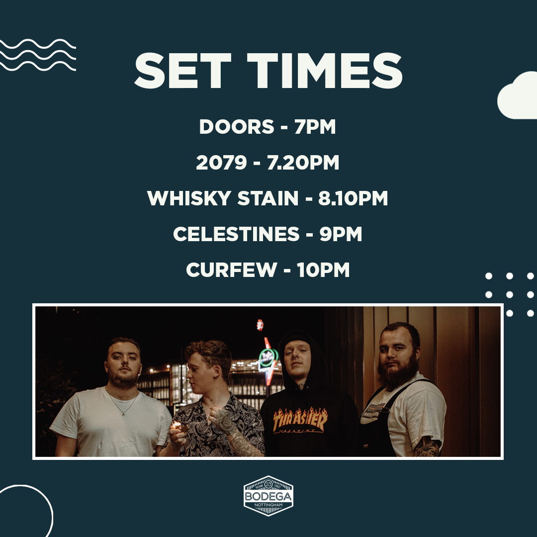 The Bodega (@bodeganotts) on Twitter photo SET TIMES
A victory lap tonight for hometown boys <a href="/wearecelestines/">Celestines</a> with <a href="/WhiskyStain/">WHISKY STAIN</a> and 2079.
Get down for some Saturday fun and stick around post-show too until 3am. SET TIMES
A victory lap tonight for hometown boys <a href="/wearecelestines/">Celestines</a> with <a href="/WhiskyStain/">WHISKY STAIN</a> and 2079.
Get down for some Saturday fun and stick around post-show too until 3am.