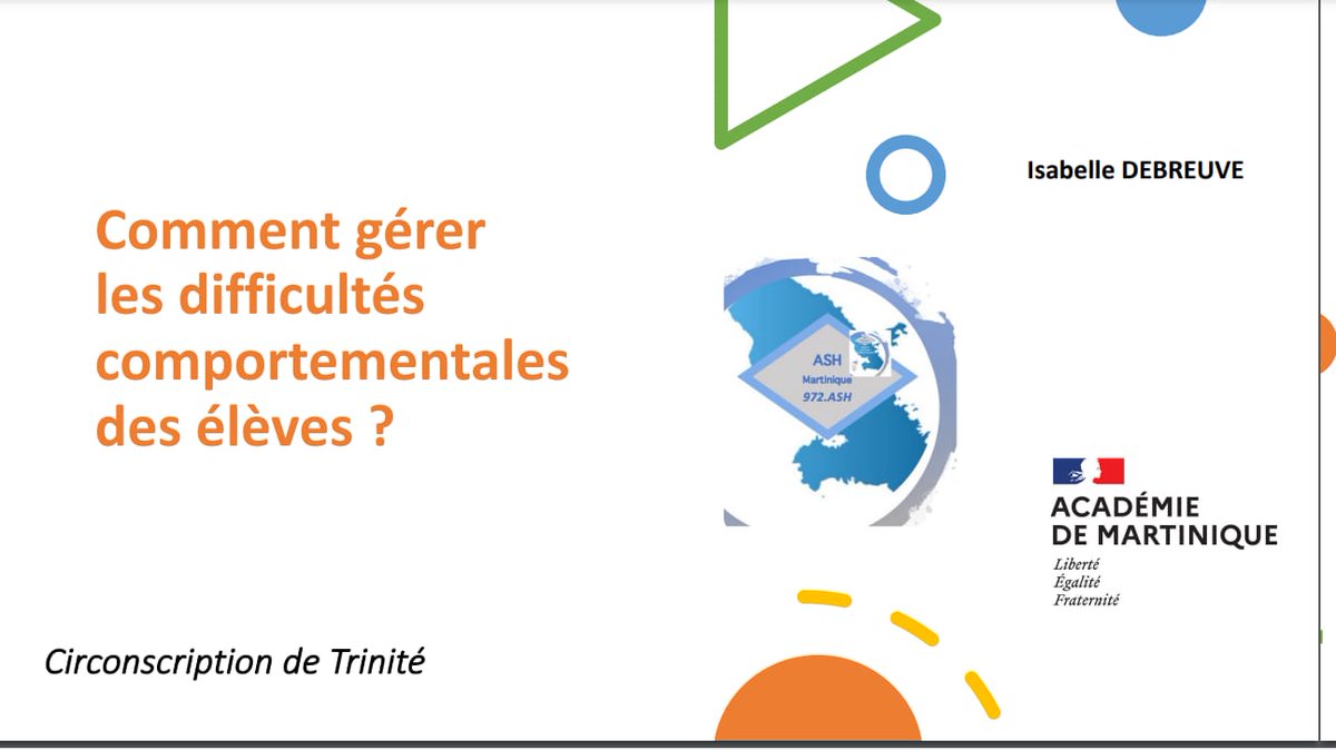 CircoTrinite's tweet image. Gérer les #difficultés #comportementales en classe : la Circonscription de  Trinité invite le pôle #ASH à livrer quelques clés de changement de postures des enseignants ( #bientraitance, #empathie, #exemplarité, #professionnalisme,...)