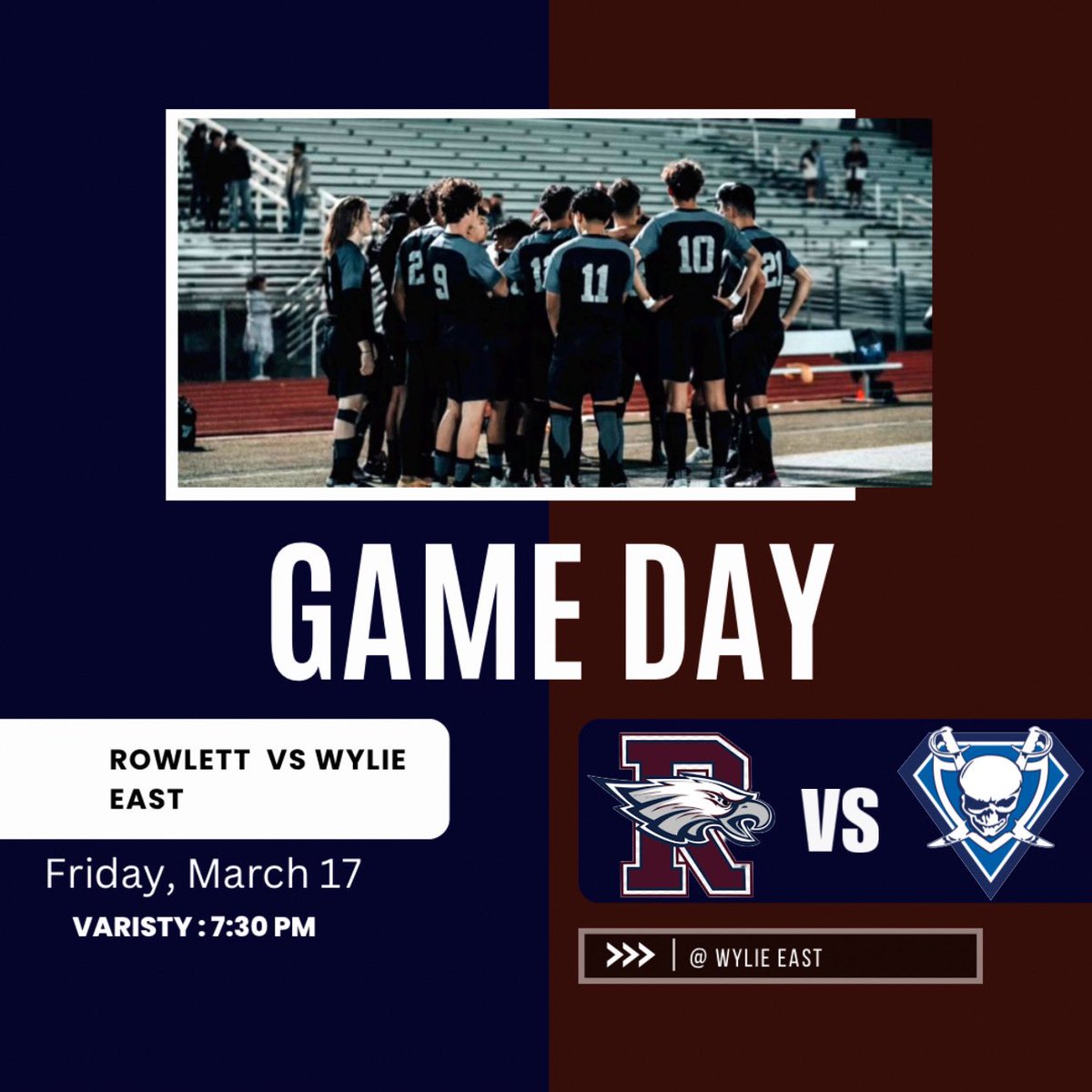 Come out and support your eagles tonight as they fight for a playoff spot‼️‼️

🆚wylie east 
⏰7:30
🏟️Wylie east high school
🗓️march 17th