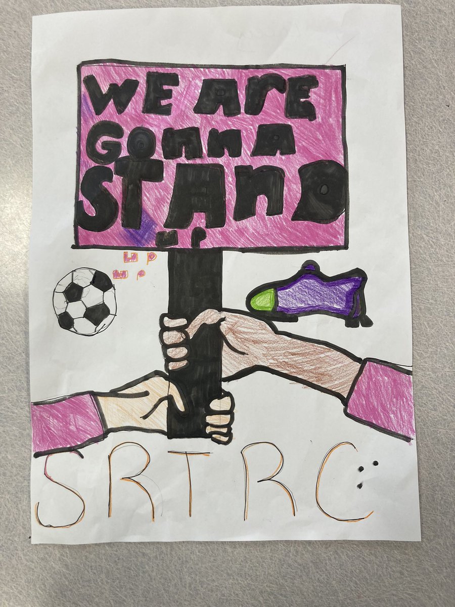 TerraceRoad's tweet photo. The #TRPwrens had a thoughtful discussion about racism today and were inspired to create some amazing, powerful posters for the @theredcardwales competition. #TRPexpress #TRPcomm #TRPpm https://t.co/aM8GyRmroT