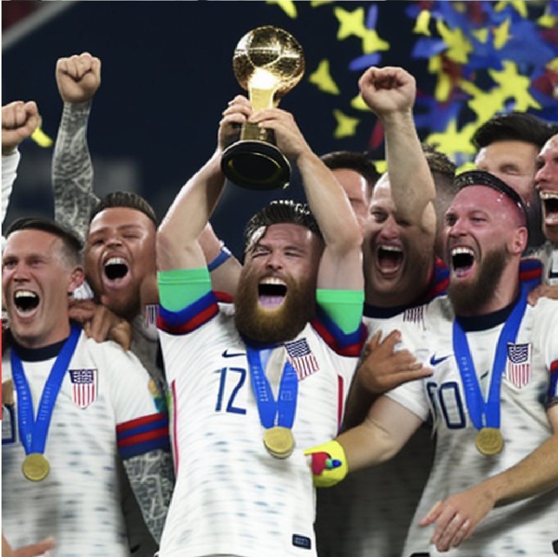 efife's tweet photo. @PaulTenorio Not sure what all the fuss is about. Just asked @midjourneyoffic to create an image of the US lifting the Word Cup in 2026 and apparently @cpulisic_10 didn’t even make the team. https://t.co/lIPEEtMxkT