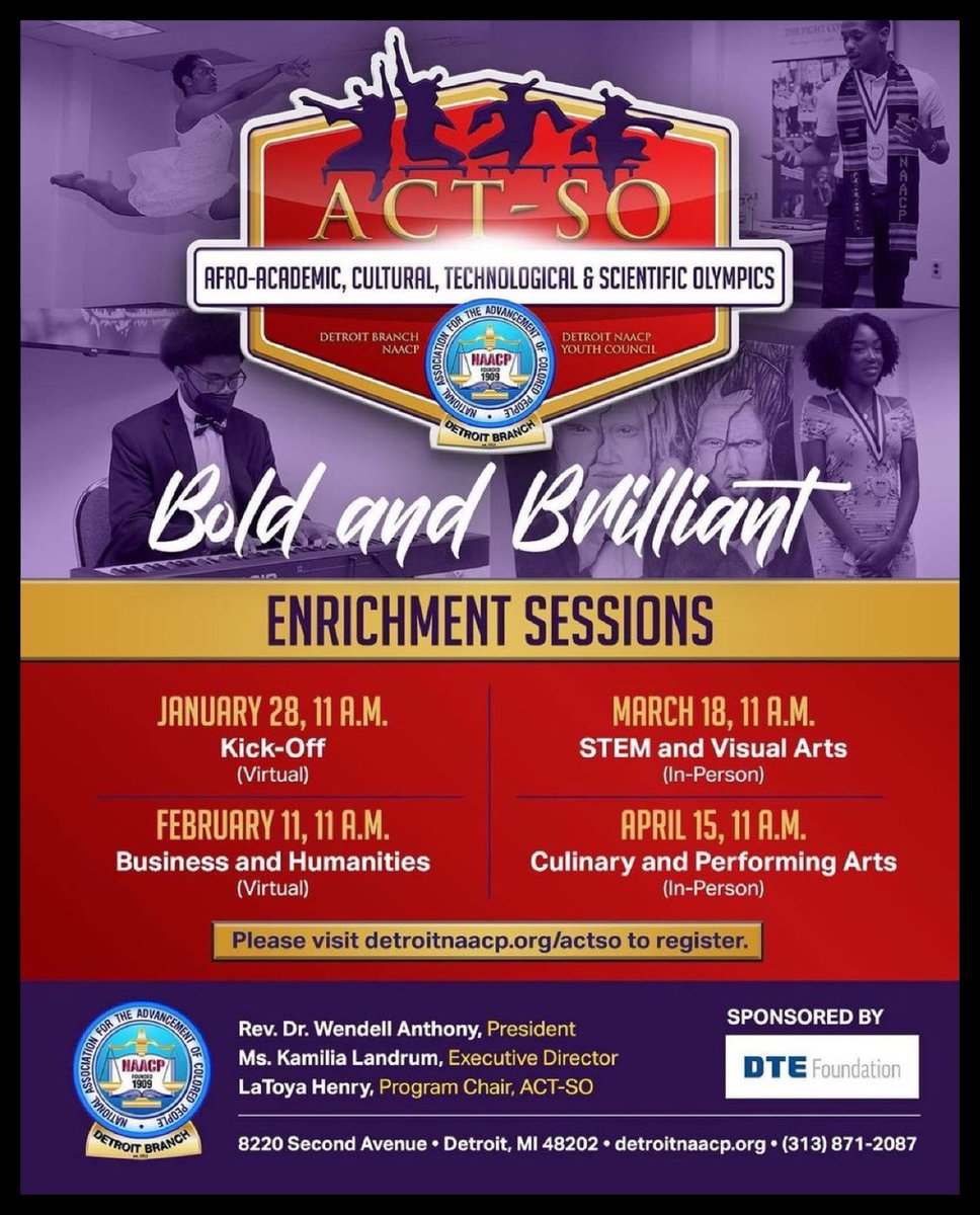 DETROITNAACP's tweet photo. Deadline day for Art &amp; Essay! We are here and open till 6!!

And on Saturday at 11 a.m. we will host our next #ACTSO Enrichment Session focused on STEM and the Visual Arts. This enrichment session is in-person. https://t.co/sH7KPAtMQ6