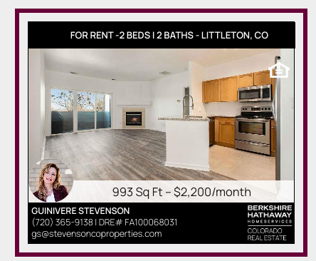 HHProgram's tweet image. Contact Guinivere Stevenson @ 720-365-9138 or gs@stevensoncoproperties.com for more information. Don't miss out on this amazing opportunity for only $2200/month!

stevensoncoproperties.com/homes-for-sale…

#guiniverestevenson #femalerealtor #bhhsrealtor #BBHS #denverrealestate #coloradorealestate