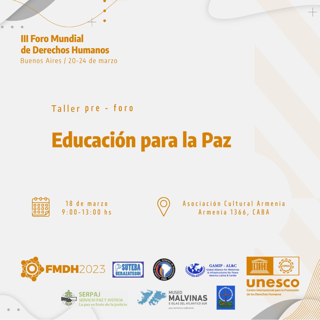 AldeaSERPAJ's tweet photo. ‼️Es mañana y aún quedan lugares
Desde SERPAJ en el marco del III Foro Internacional de DDHH les invitamos a participar del taller de Formación de Educadores en Cultura de Paz
Para inscribirse entrar al link👇🏽
https://t.co/RgbMei2Glv https://t.co/Ol40II5t2a