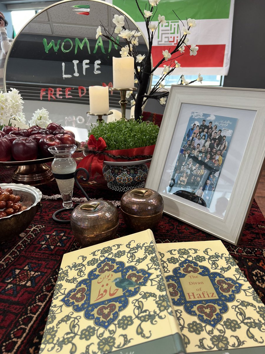 Happening now at UC- Memorial University 
Nowruz table
#WomanLifeFreedom 
#MahsaAmini #مهسا_امينى 
#nowru