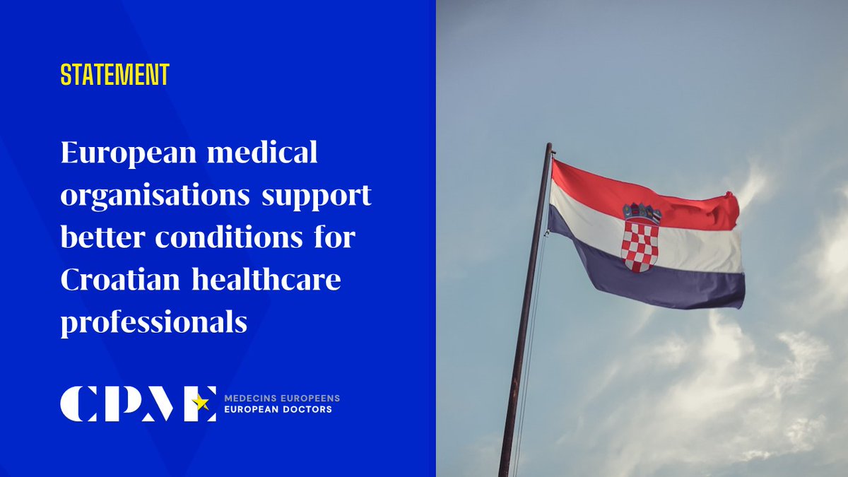 📢 European medical organisations support better conditions for Croatian healthcare professionals

CPME, together with 7 other organisations, has published a statement supporting Croatian doctors in their calls for lawful and decent working conditions

👉 cpme.eu/news/emos-supp…