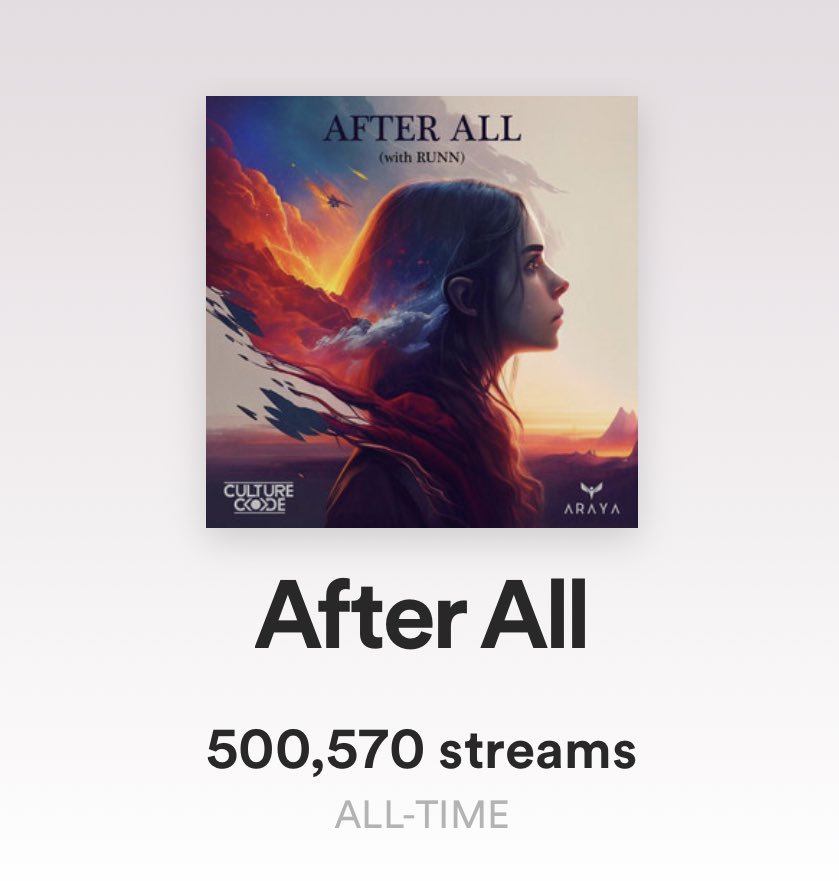 Thank you for 500K streams in the first month🙏🏼🖤 @CultureCodeUK @_watchmerunn