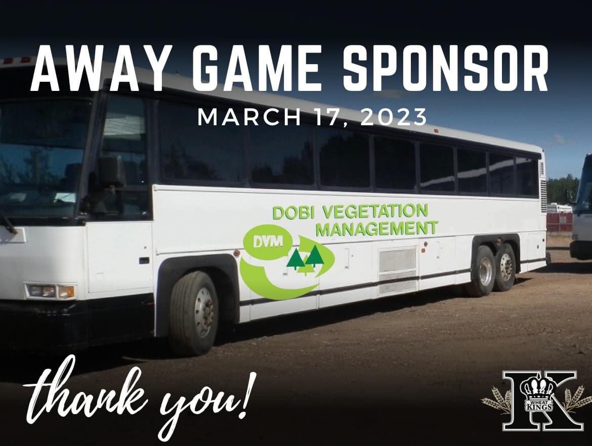We hit the road Tonight for Game 1 of the NWJHL Finals! 

The game will be live streamed on HockeyTV 
(Reminder the game will be at 9pm AB time)

Thank you to DOBI Vegetation Management for being Today's away game sponsor !!