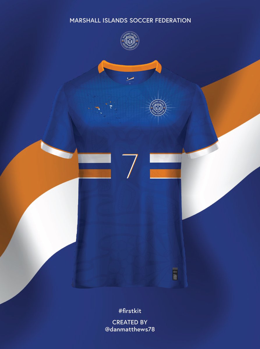 danmatthews78's tweet image. Happy to share my #firstkit, which is inspired by the federation badge, national flag and coral of the Marshall Islands to proudly announce the last nation on the planet to the beautiful game!
