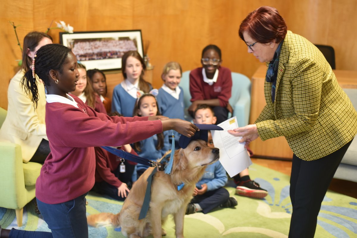 LyceeChurchill's tweet photo. 🇬🇧 We are proud to announce that Dogtor Bertie has graduated from his Pets As Therapy (PAT) training and is now fully certified! He will work alongside our wellbeing team, supporting students from 3 to 18.

#Wellbeing #DogTherapist #ExcellenceThroughCare #AnimalAssistedTherapy https://t.co/ro7WVMF6tV