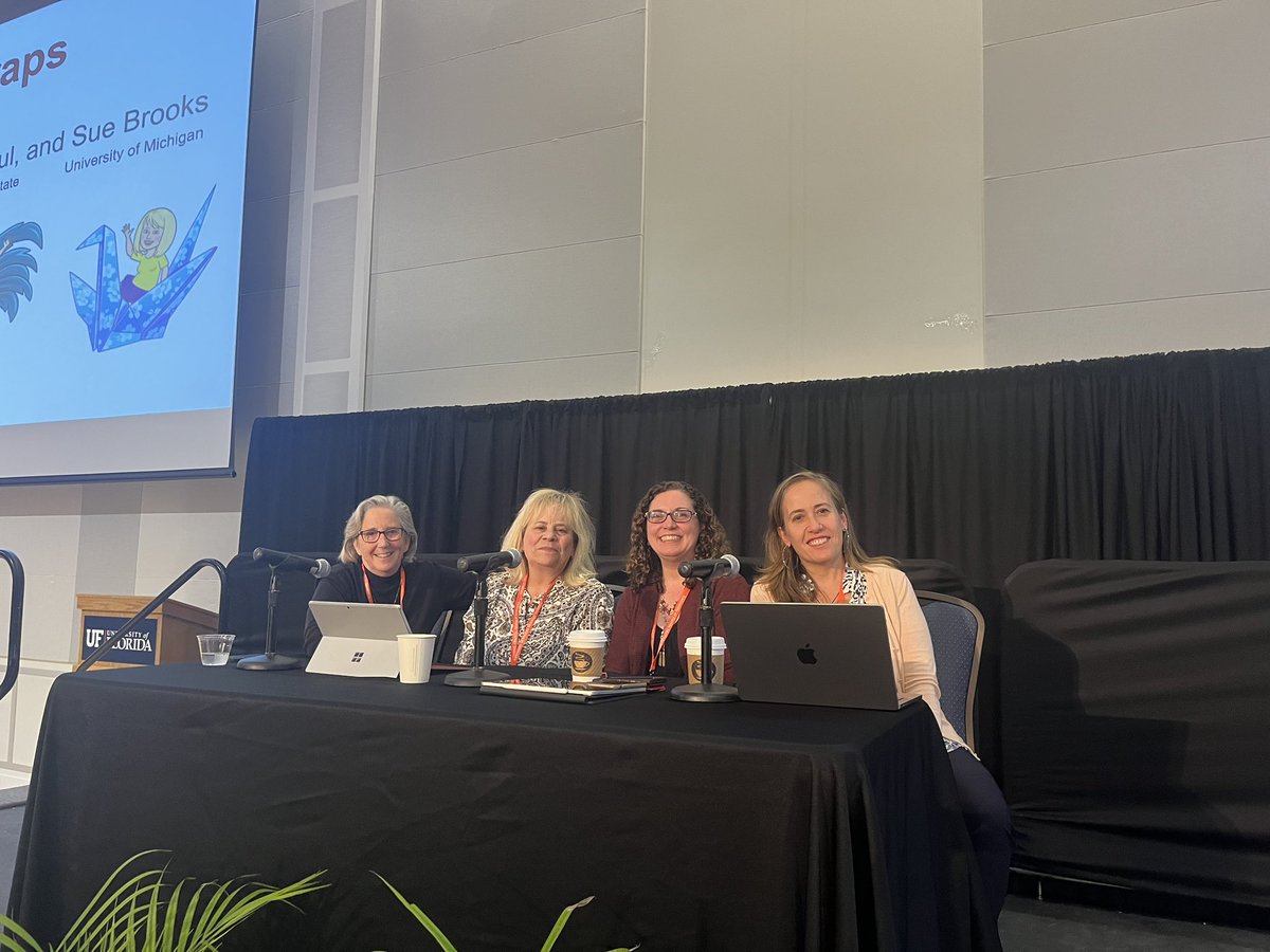 The “muscle myth busters” (Drs. Blemker, Brooks, Esser, and Saul) lead an excellent session on muscle fiber type traps at the #Myology2023 Meeting! These “strong” women scientists are helping the field “soar” to new heights and avoid falling in common “traps”! #MyoTwitter