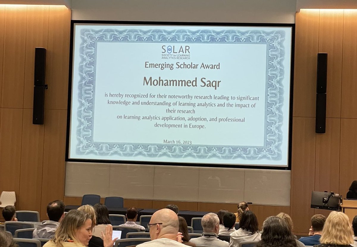 mohsaqr's tweet image. I am overwhelmed by the surprising and delightful news that I got the emerging learning analytics scholar award &quot;for their noteworthy research leading to significant knowledge and understanding of learning analytics...&quot;
#learninganalytics #lak23 @UniEastFinland