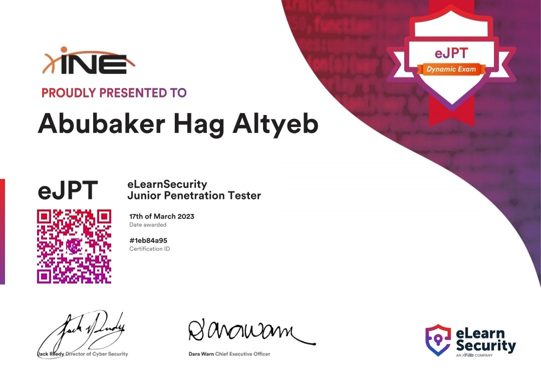 Finally I bypass my first entry level Cypersecurity certification eJPT (eLearnSecurity Junior Penetration Tester ) from eLearnSecurity and INE♥️