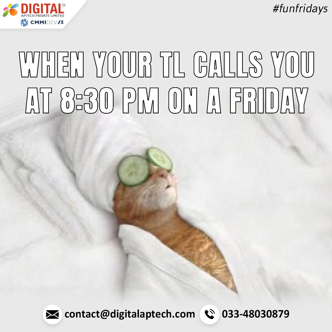 Oops I missed your call by mistake, my phone was on silent!
#funfriday #DigitalAptech #DAPL #itsoftwaresolutionscompany #itsolutions #itsolutionsprovider #itsolutionscompany #BusinessITSupport #webapplicationdevelopment #FridayFeeling #fridayvibes #fridayfun #fridaymood