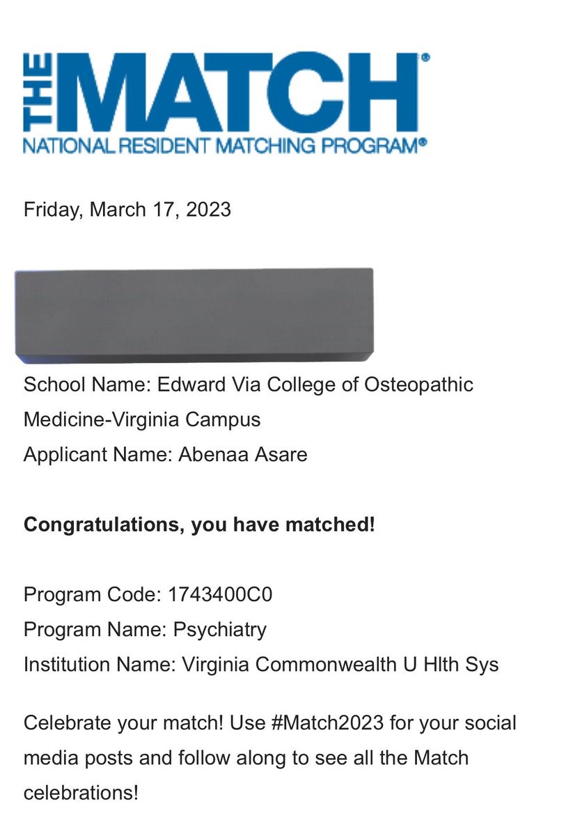 Michelle_Asare's tweet photo. I matched Psychiatry at Virginia Commonwealth University (VCU)! #Match2023 #vcu #matchday #Psychiatry #psych https://t.co/78UtxVvKP5