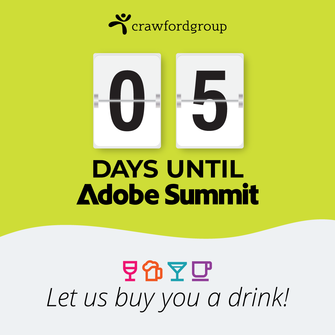 Countdown to Adobe Summit! We’re excited to see you. Can we buy you a drink?  #AdobeSummit #Marketing #Creative #Digital #Events
<a href="/Adobe/">Adobe</a> <a href="/SarahEaton/">Sara Heaton</a> <a href="/LisaFerguson/">lisaferguson</a> <a href="/DanaManfredi/">Dana</a> <a href="/MichaelDaley/">Michael Daley</a>