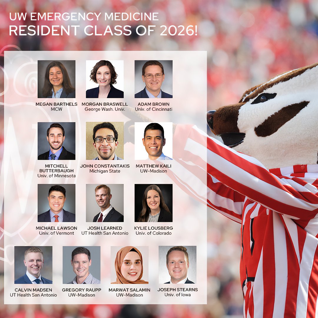 MadtownEM's tweet photo. Meet the @MadtownEM Emergency Medicine Resident Class of 2026! Welcome to Sconnie nation, Badgers &amp; future Badgers ✌️

#Match2023 #EMBound #uwsmphmatchday @UWEmerMed @akraut23md @schnappadap @EM_HPM @uwsmph #WhyUWEM https://t.co/OmaImZ4Clm