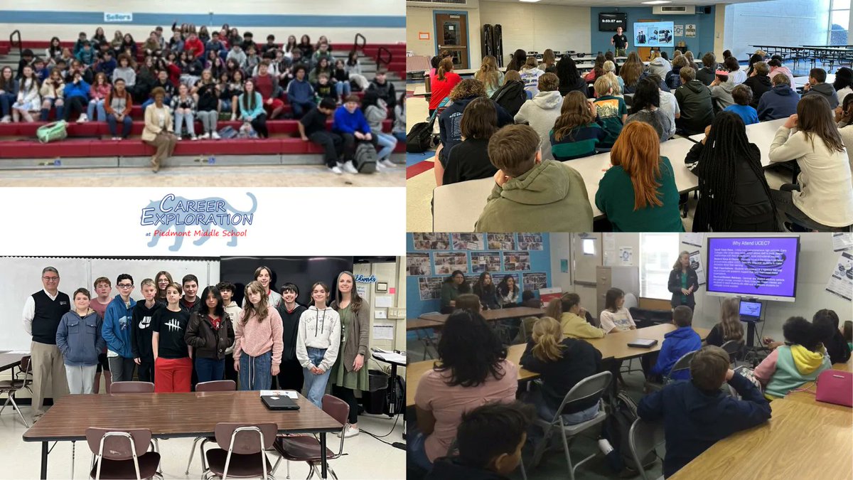 PiedmontMSNC's tweet photo. Thank you to our recent career cluster speakers: Carter Bolin (Basket Case Farms), David Marrero (EMT), Ray Wes (NCSECU), Tahira Stalberte (UCPS), Cory Weiss (UC Sheriff's Office); Diana Ollis (UCPS-CTE) #PdMSRocks #UCPSCTE @aghoulihan @ucpsnc https://t.co/7qYgphMT57