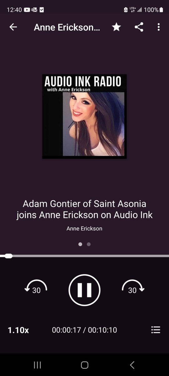 elarsh's tweet photo. Working my way down seems endless, so I'm going to @AudioInkRadio with @AnneErickson podcast binge from the 1st available to the most recent. 1st on the list (11/13/19) is @AdamGontierReal from
@saintasonia .
Wish me luck & subscribe to #AudioInkRadio!
https://t.co/u2KikMoilR https://t.co/fR7Ka2gtZp