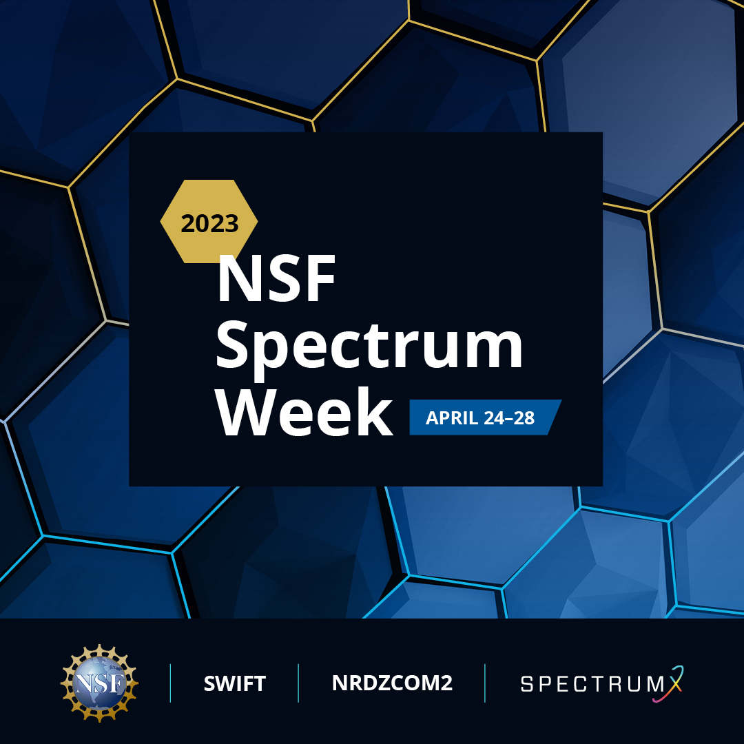 SpectrumXCenter's tweet photo. Join us at the @NSF in Alexandria, VA, for the first-ever NSF Spectrum Week!

This in-person gathering April 24-28 incl. the SWIFT PI meeting, NDRDZCOM2's Community Open Meeting, &amp; @SpectrumXCenter Spring Meeting.

Learn more &amp; register: https://t.co/JXtw9AQ7cq
#nsfspectrumweek https://t.co/tPdNxtSaZm