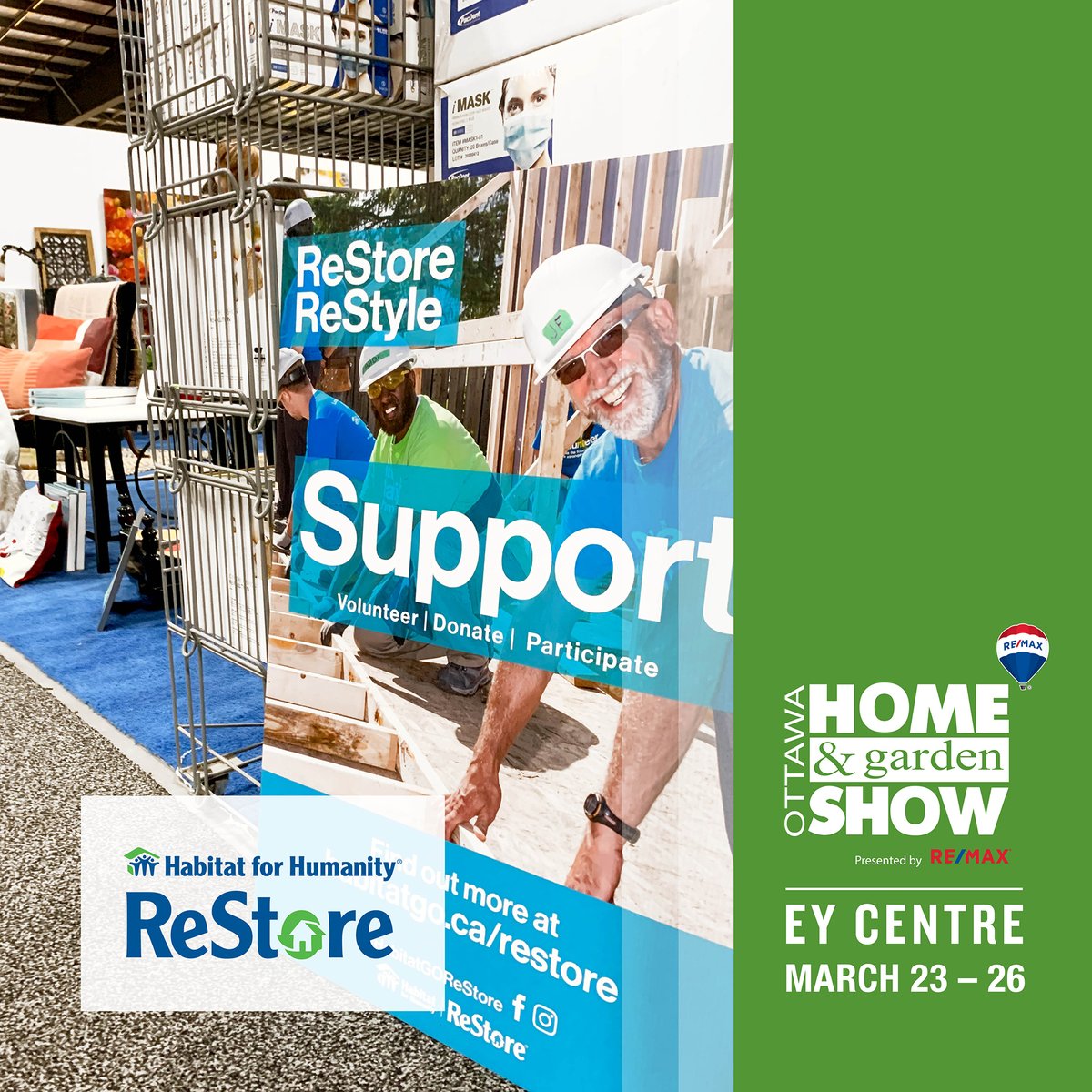 Visit <a href="/HabitatGO/">Habitat for Humanity Greater Ottawa</a> and its popular non-profit home improvement retail store at #OHGS2023 from Mar 23-26, visit us at the EY Centre. 

Get tix here: ottawahomeshow.com