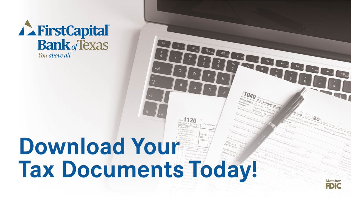 FirstCapBankTx's tweet image. Make tax season simple and stress-free. With FCB’s Online Banking, you can securely access your account statements anytime - and from anywhere - to start gathering your necessary tax-supporting documents. bit.ly/3tQcuhP