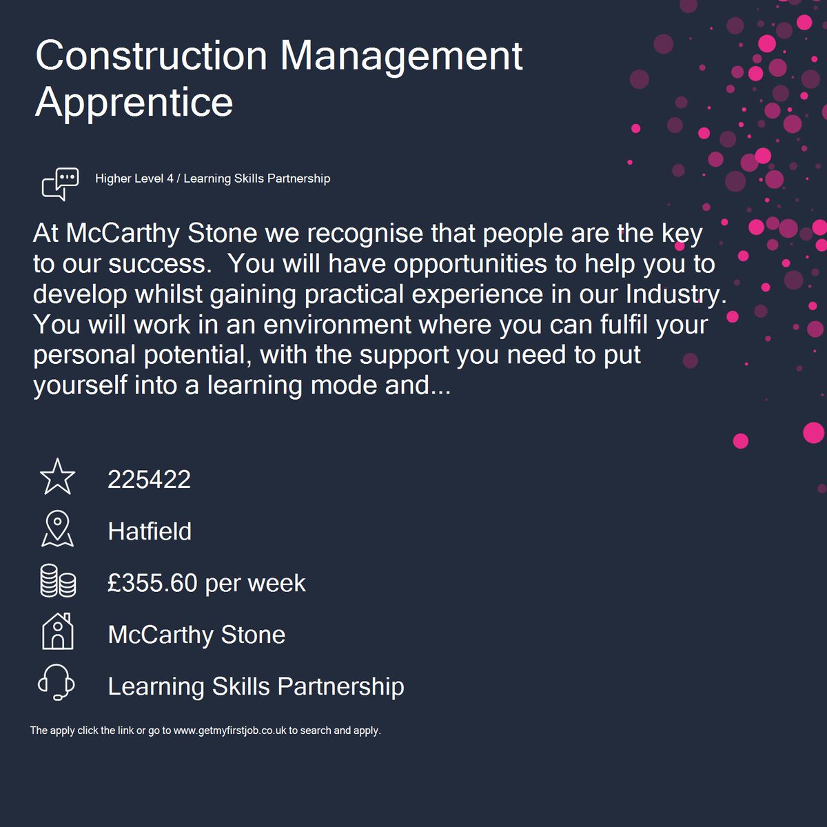 GetMyFirstJob's tweet image. @LSP_Skills #LearningSkillsPartnership #McCarthyStone are looking for a Construction Management #apprentice #apprentice in #Hatfield 👉 getmyfirstjob.co.uk/search/details…