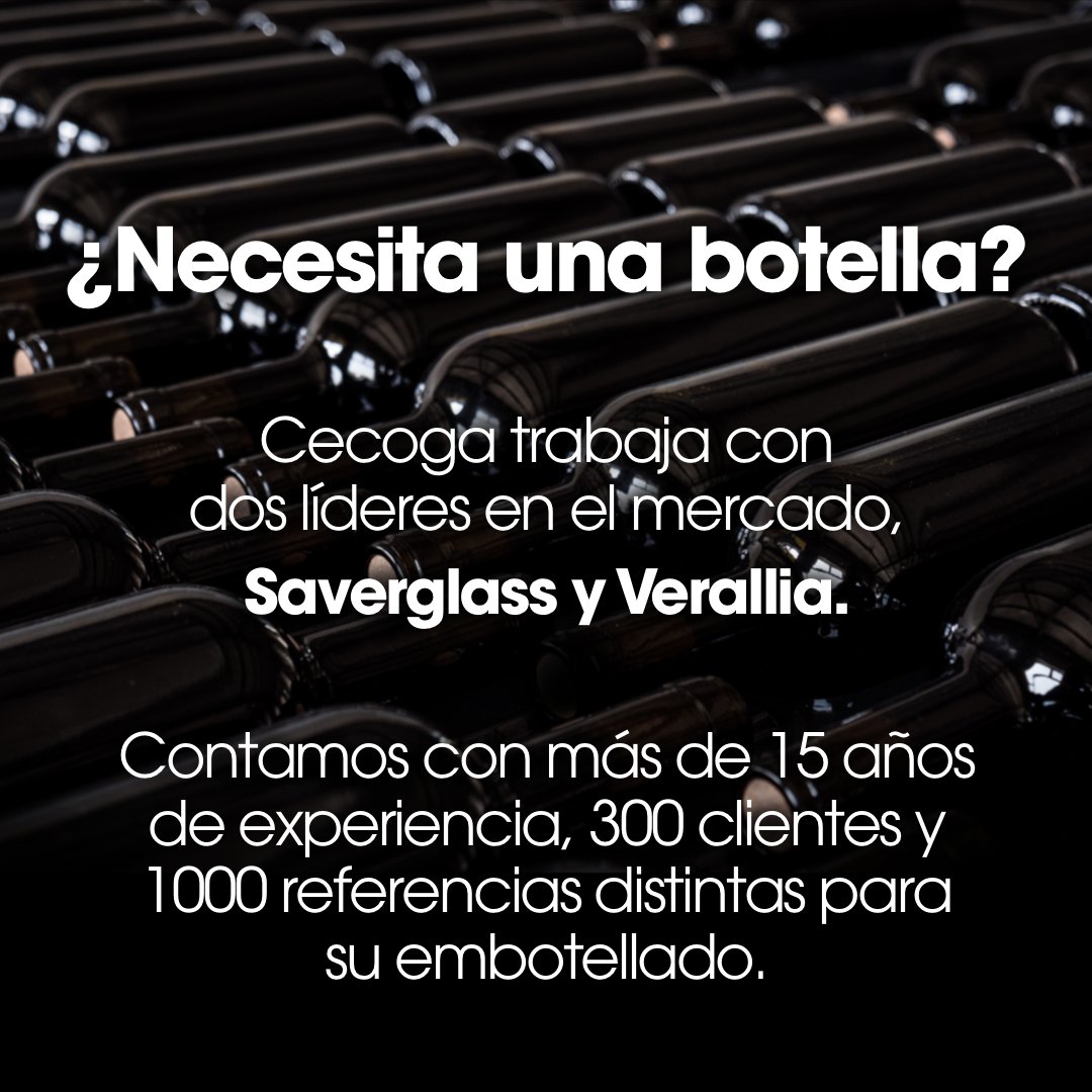CEnologia's tweet photo. ¿Necesita una #botella?
Cecoga trabaja con dos líderes en el mercado, #Saverglass y #Verallia.
Contamos con más de 15 años de experiencia, 300 clientes y 1000 referencias distintas para su #embotellado. >>> https://t.co/rooJOdbBmY