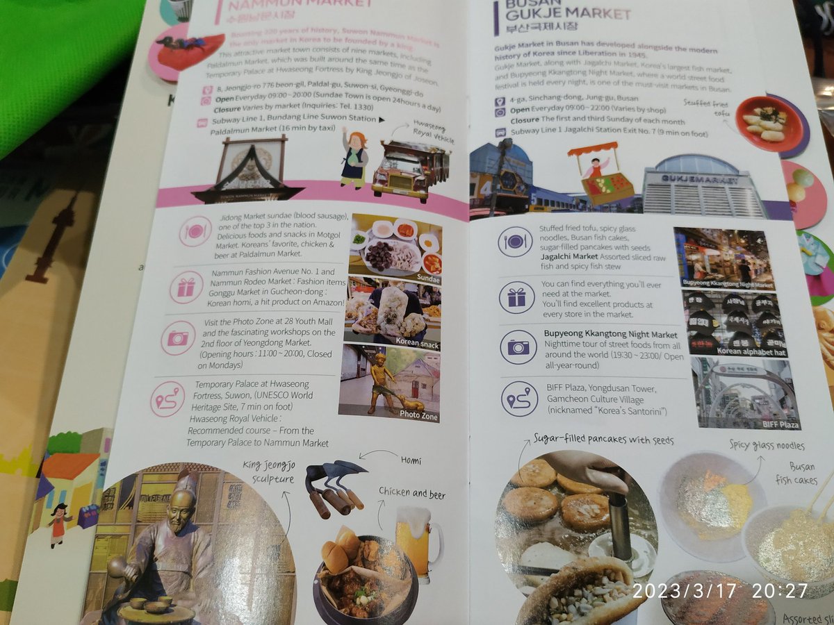 Karenlee3005's tweet image. Korea Tourism Organisation even has a cute little book of the top 20 traditional markets in Korea. Why can we have our top 20 pasar malam in Malaysia published like this??
I am so jealous.
#mattafair2023