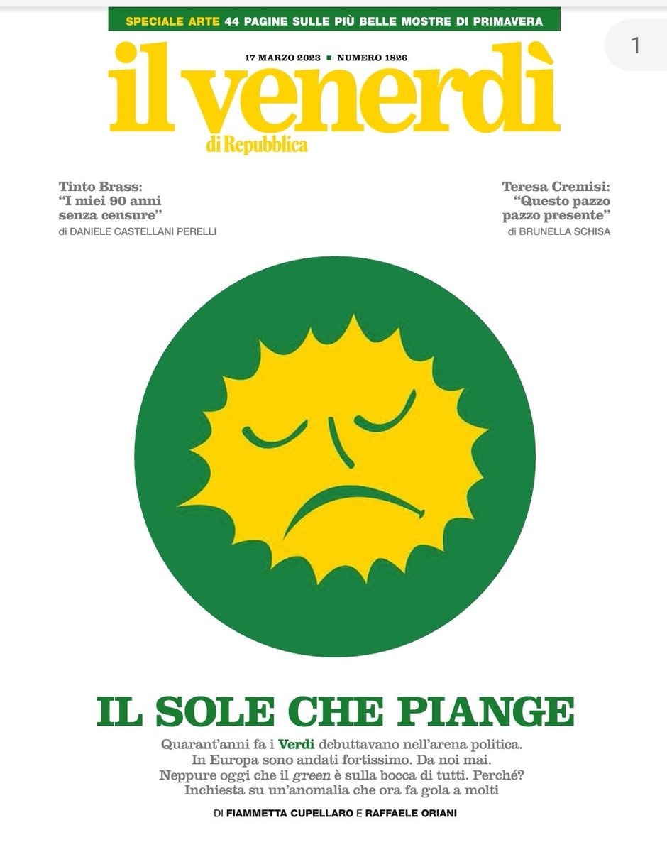 EcologistiProgr's tweet photo. Politicamente #Inesistenti in Italia , a differenza degli altri #Verdi in Europa che hanno percentuali nettamente maggiori dal partitino italiano attuale.
Ma soprattutto #leadership forte riconosciuto dal proprio elettorato!
Da leggere⤵️⤵️ @ilvenerdi https://t.co/7ACpY12b1p https://t.co/UPmuQyuaQt